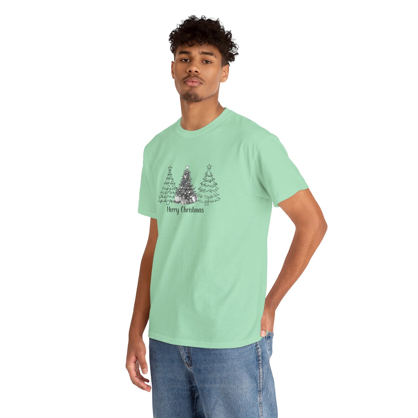 Merry Christmas, Trees - Unisex Heavy Cotton Tee - 10112