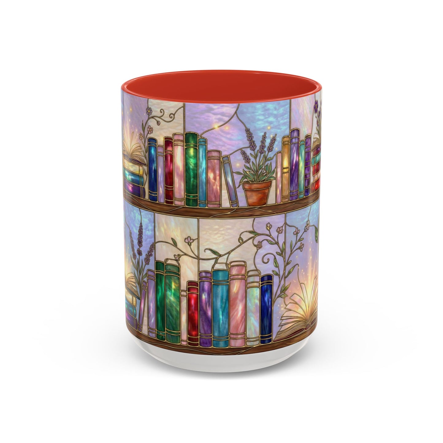 Magic Book Shelf Accent Coffee Mug — Stained Glass Design (11/15 oz) - 14529