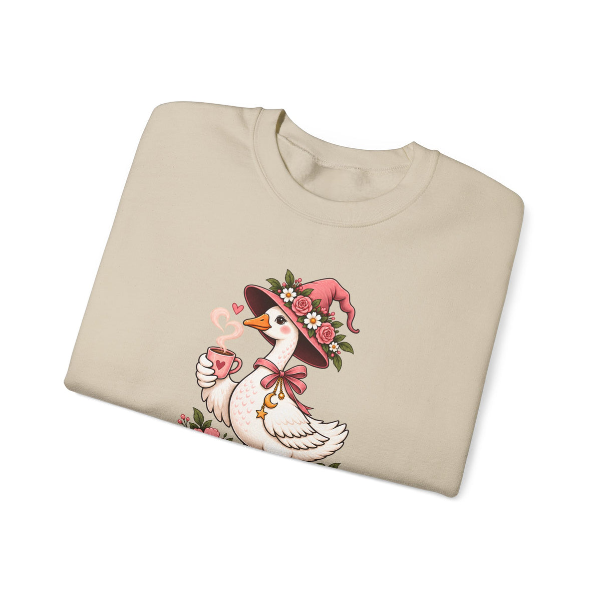 Pretty Little Goose Witch Sweatshirt, Cute Floral Halloween Crewneck - 14532