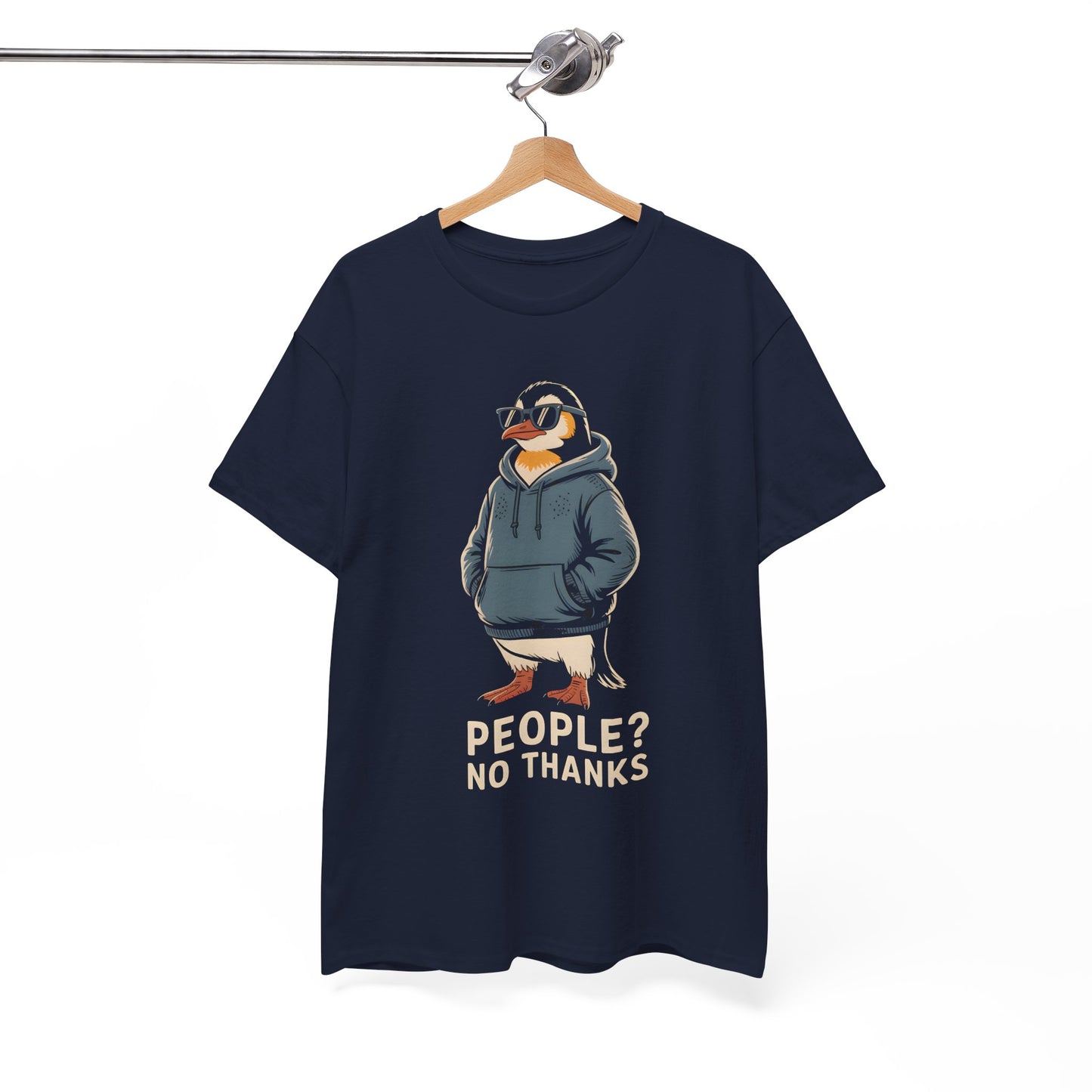 Funny Penguin T-Shirt – “People? No Thanks” Introvert Anti-Social Humor Tee Gift - 14847