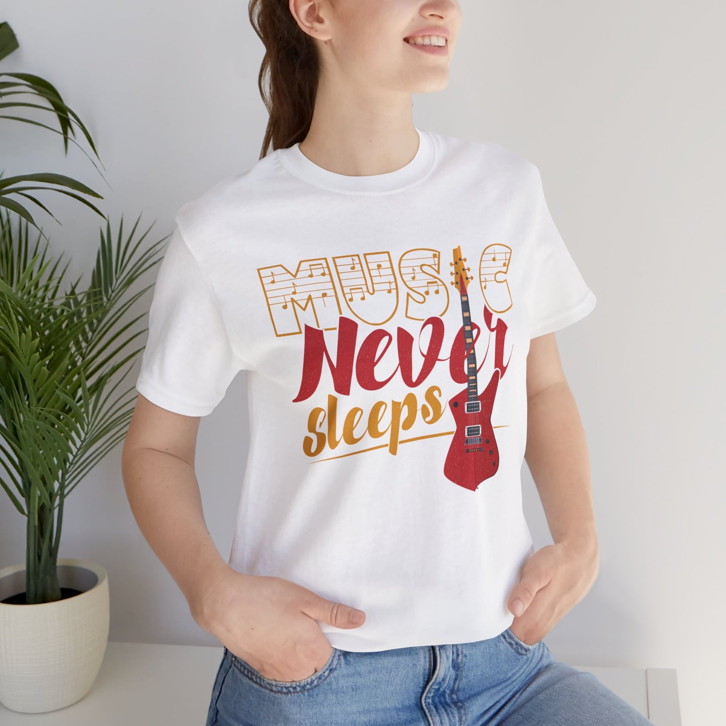 Music Never Sleeps - Unisex Jersey Short Sleeve Tee