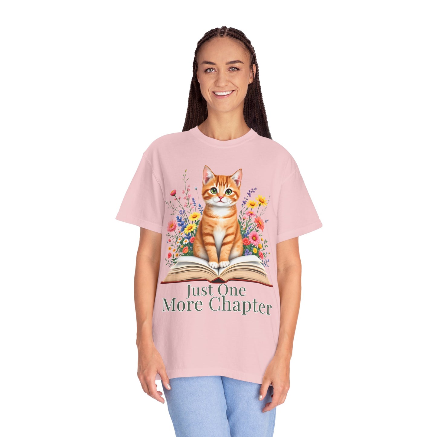Just One More Chapter Cat T-Shirt – Floral Book Lover Gift for Readers - 14812