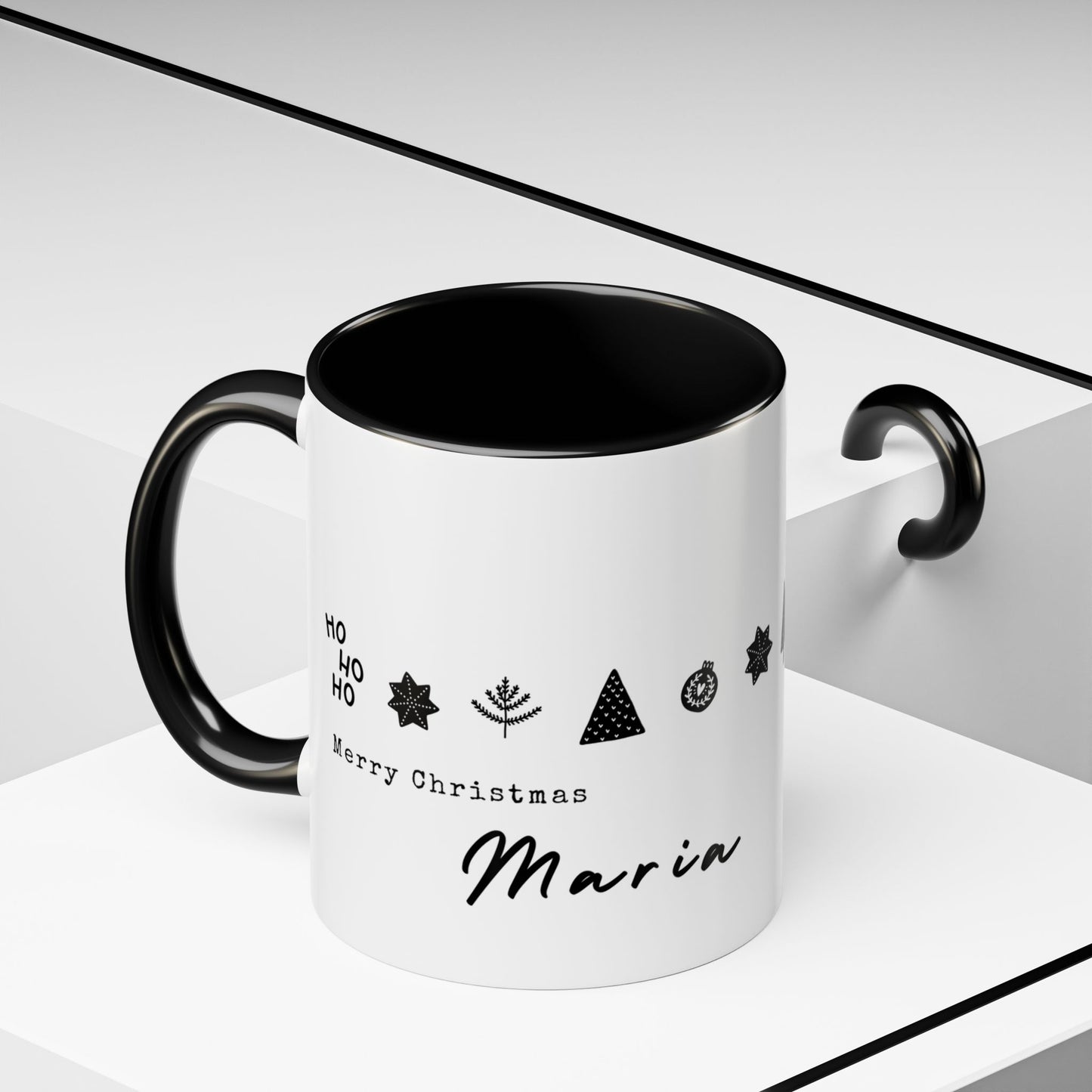 Hohoho, Merry Christmas, Maria, Name Customizable - Accent Coffee Mug (11, 15oz) - 11117