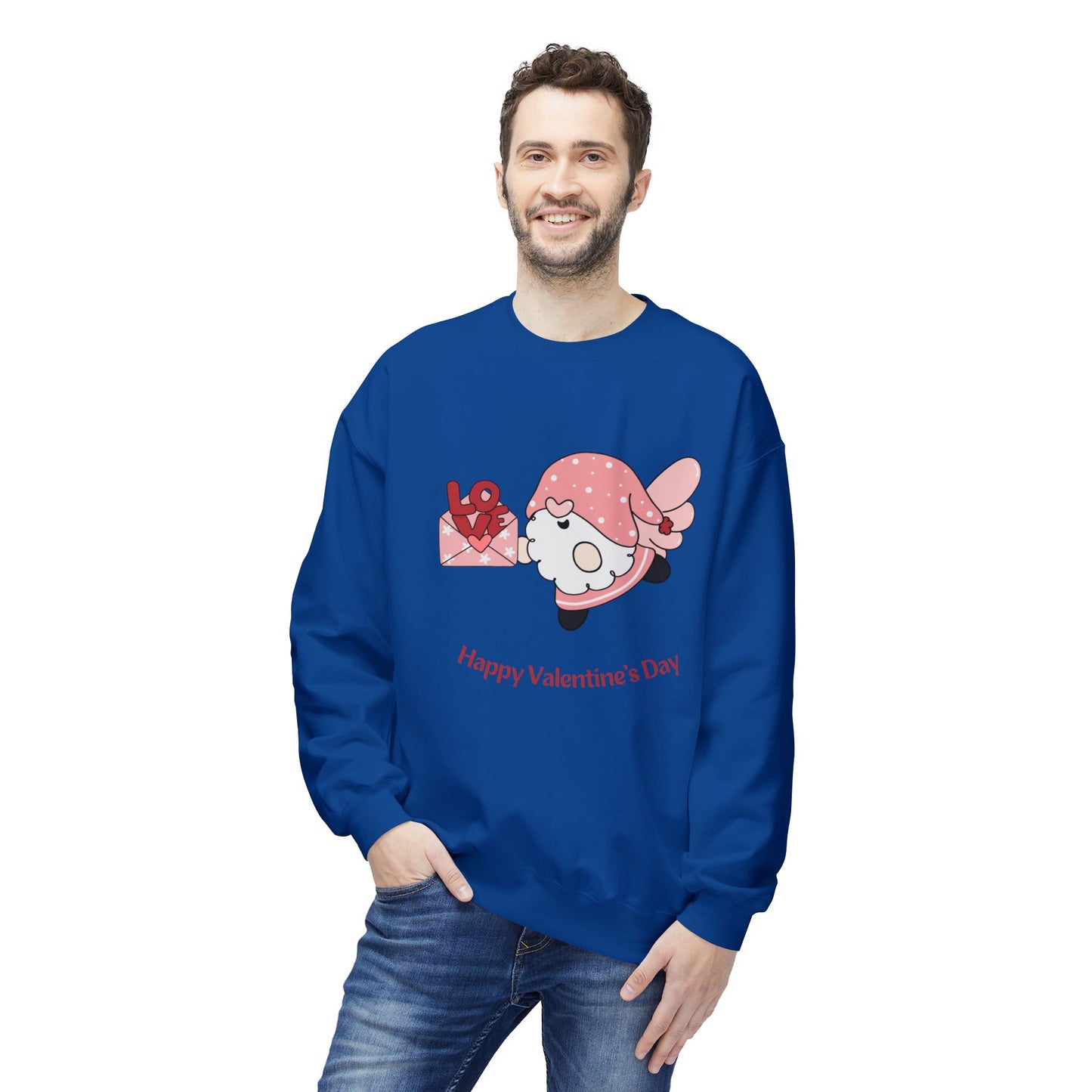 Gnome, Happy Valentine's Day - Unisex Midweight Softstyle Fleece Crewneck Sweatshirt - 11349