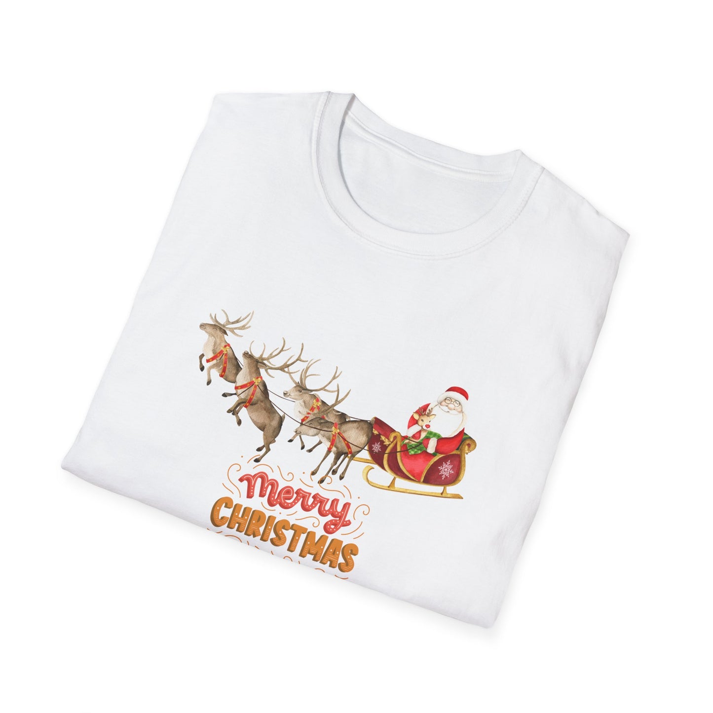 Santa & Reindeers - Unisex Softstyle T-Shirt - 10024