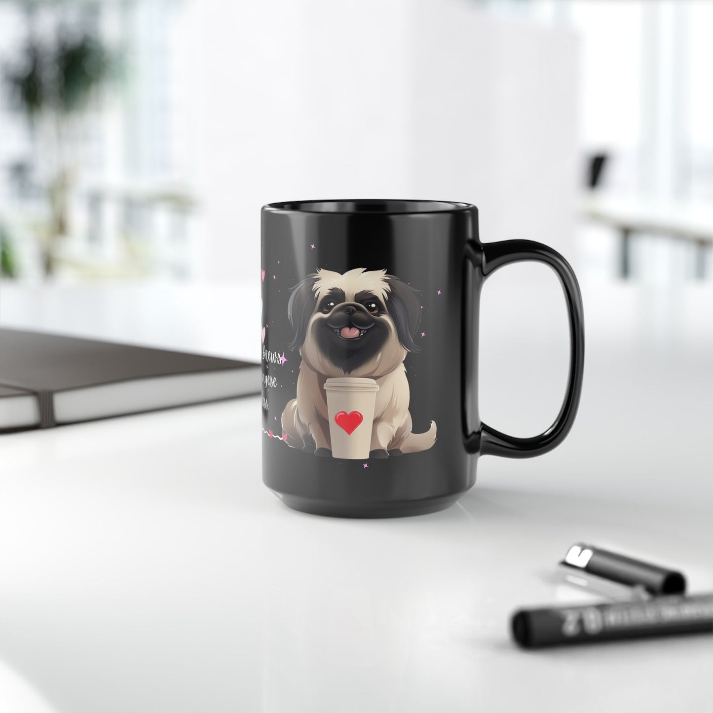 Morning Brews and Pekingese Cuddles - Black Mug (11oz, 15oz) - 10659