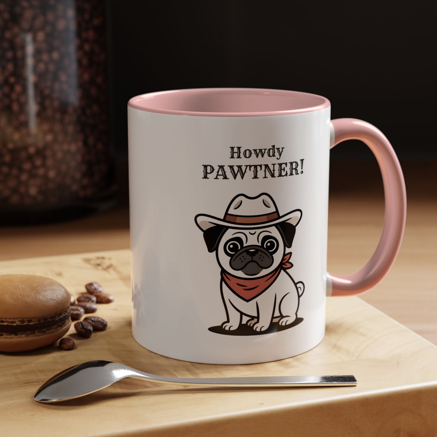 Howdy Pawtner Pug Mug – Cute Cowboy Dog Coffee Mug, Funny Gift for Dog Lovers (11oz / 15oz) - 14777