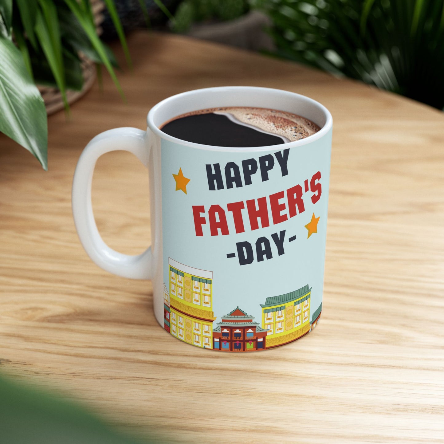 Hero Dad, Happy Father's Day Ceramic Mug - Fun Gift for Dads, Unique Coffee Tea Cup, Father's Day Present, Customizable Design, 11oz & 15oz - 14017