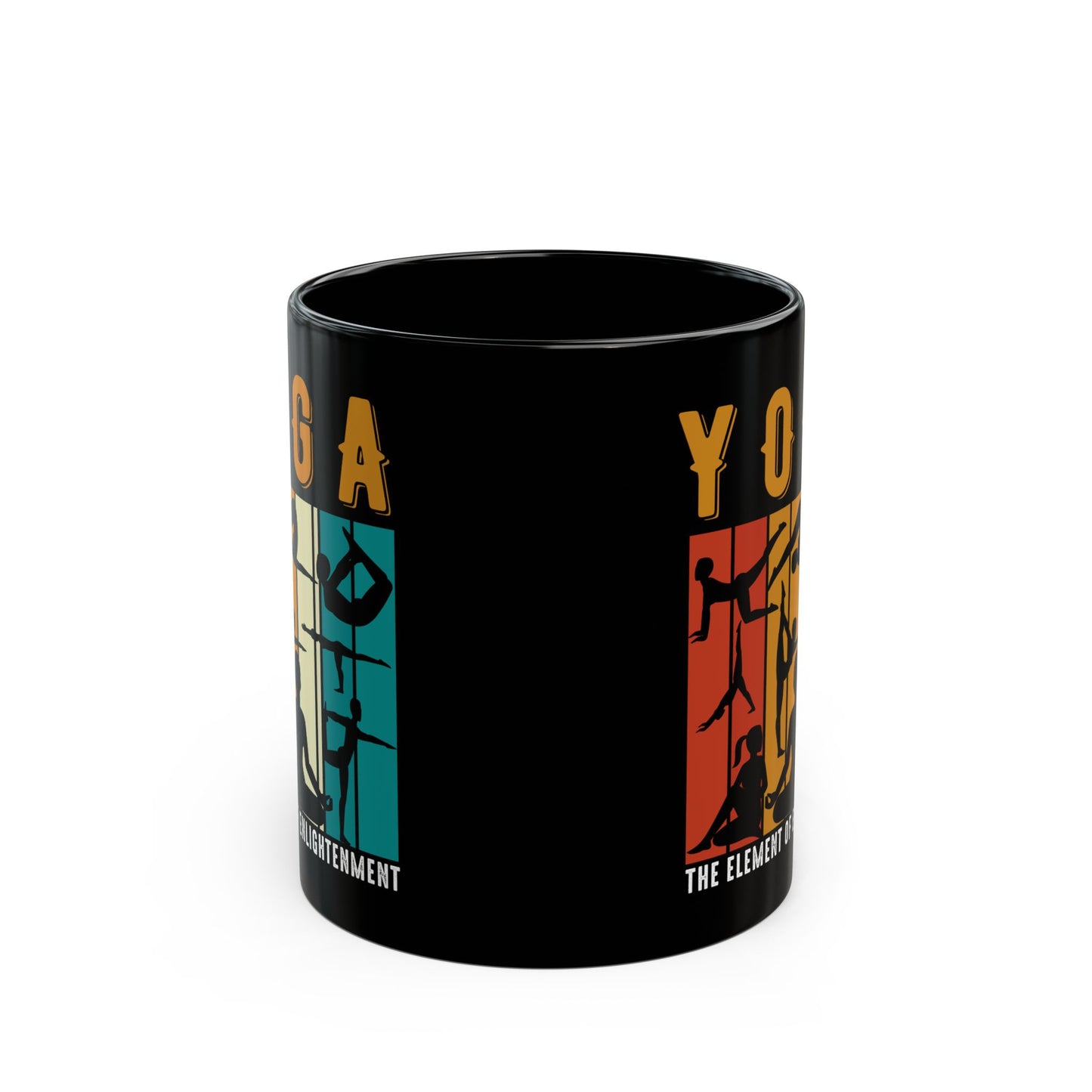 Yoga - Element of Enlightenment Black Mug for Mindful Sipping, Meditation Gift, Yogini Coffee Cup - 13168