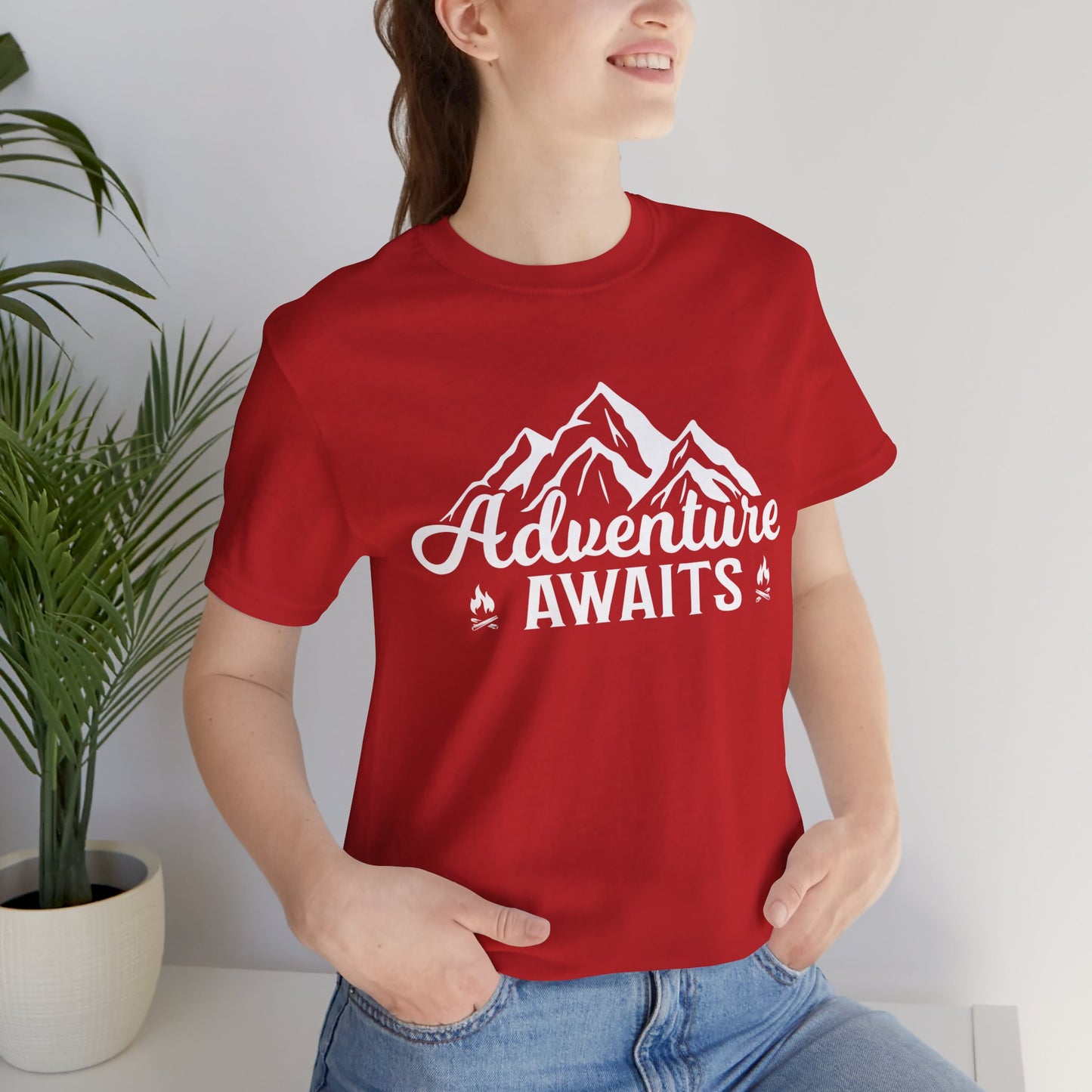 Camping: Adventure Awaits - Unisex Jersey Short Sleeve Tee