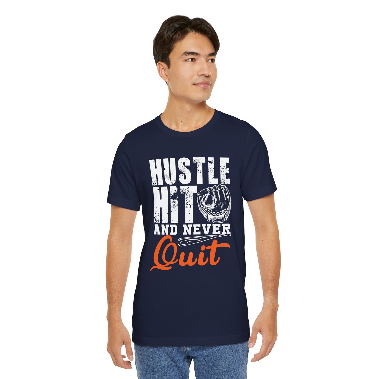 Baseball: Hustle Hit And Never Quit - Unisex Jersey Short Sleeve Tee - 13859