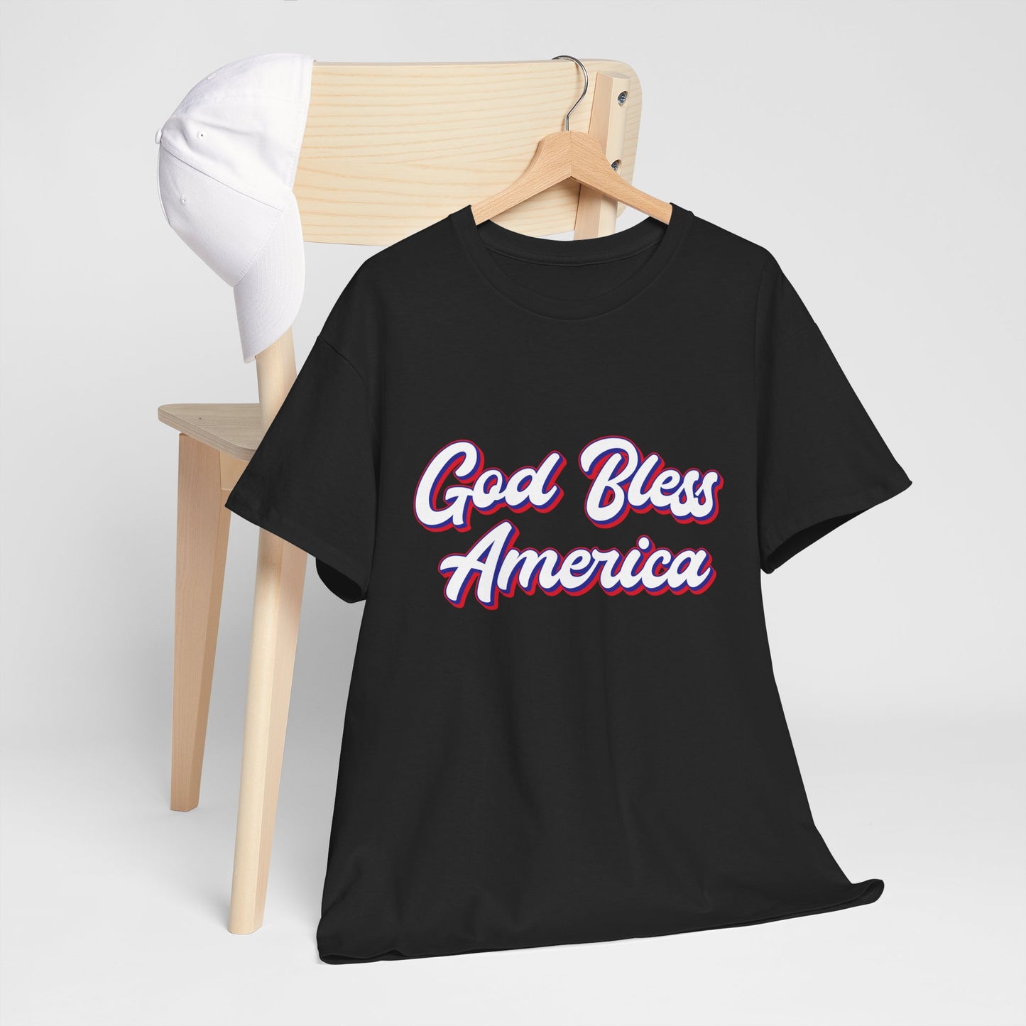 God Bless America Unisex Heavy Cotton Tee | Patriotic Shirt, American Pride Apparel, 4th of July Outfit, Gift for Veterans, Summer - 13655
