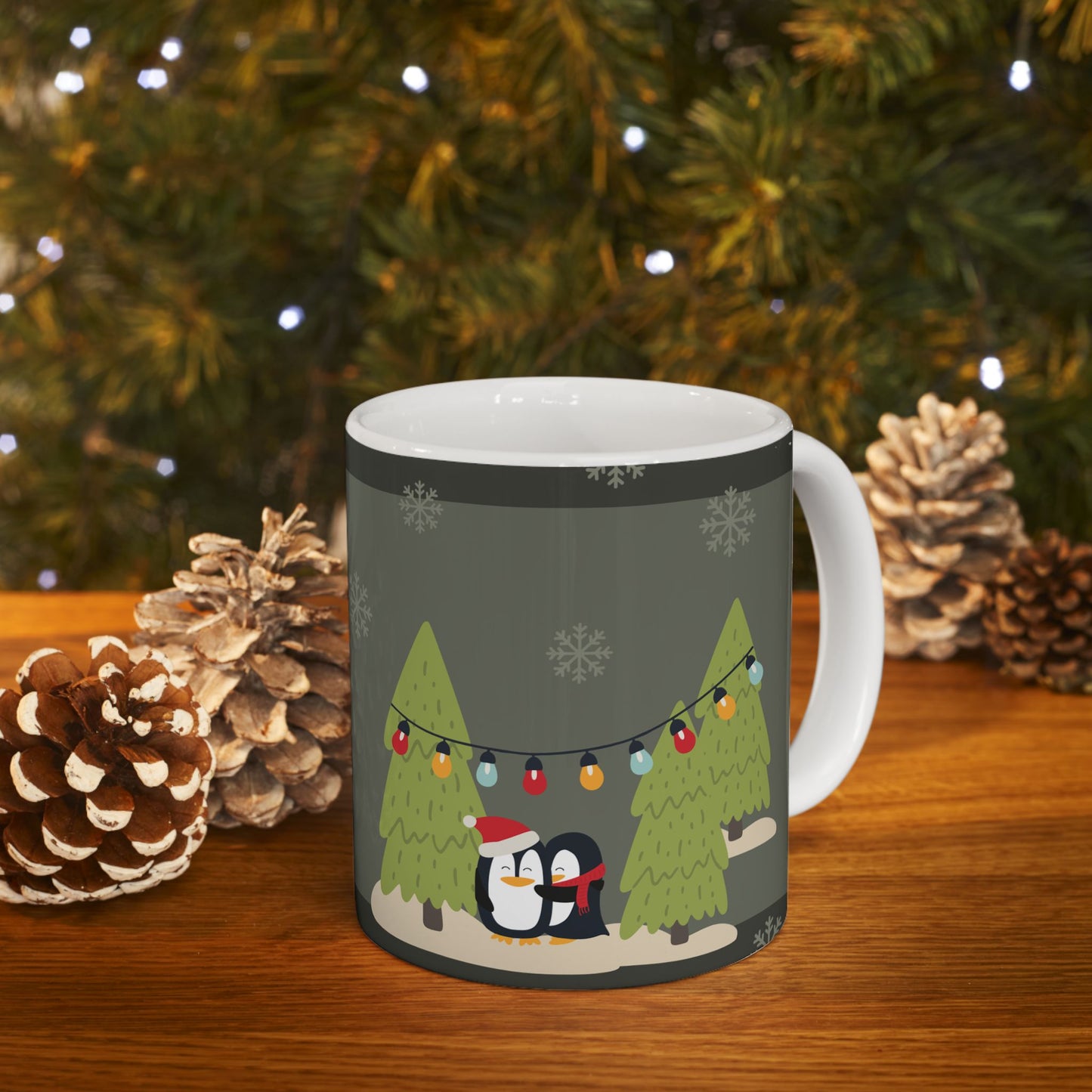 Dog & Penguins, Merry Christmas - Ceramic Mug, (11oz, 15oz) - 10912