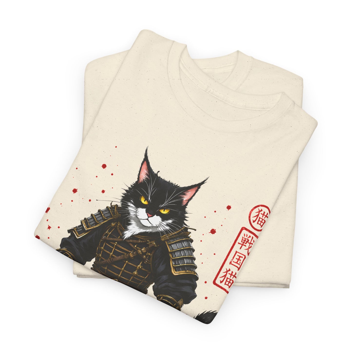 Samurai Cat T-Shirt – Japanese Warrior Cat Graphic Tee, Anime Samurai Cat Shirt, Japanese Streetwear Gift - 14913