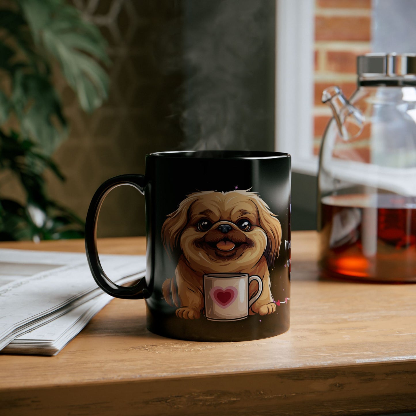 Morning Brews and Pekingese Cuddles - Black Mug (11oz, 15oz) - 10659