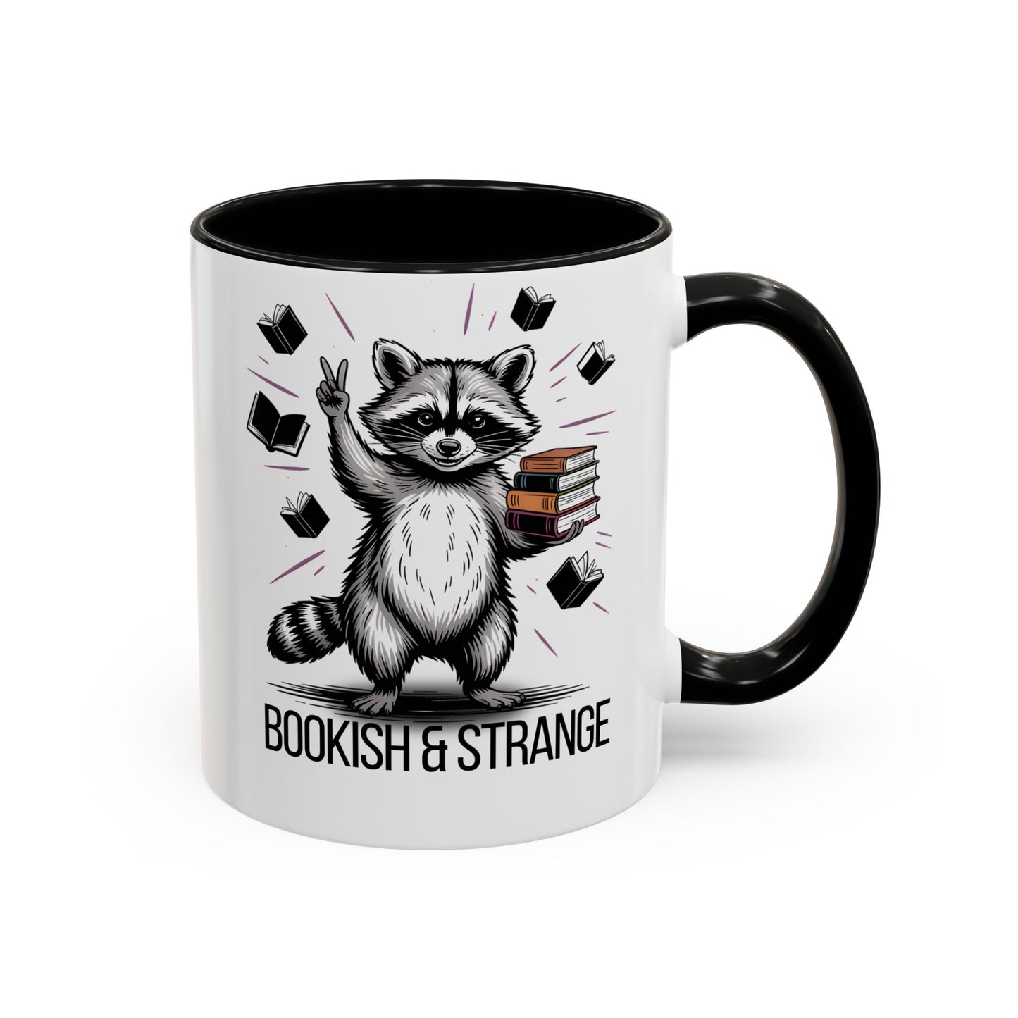 Bookish & Strange Raccoon Mug – Cute Reading Coffee Mug Gift for Book Lovers (11oz / 15oz) - 14803