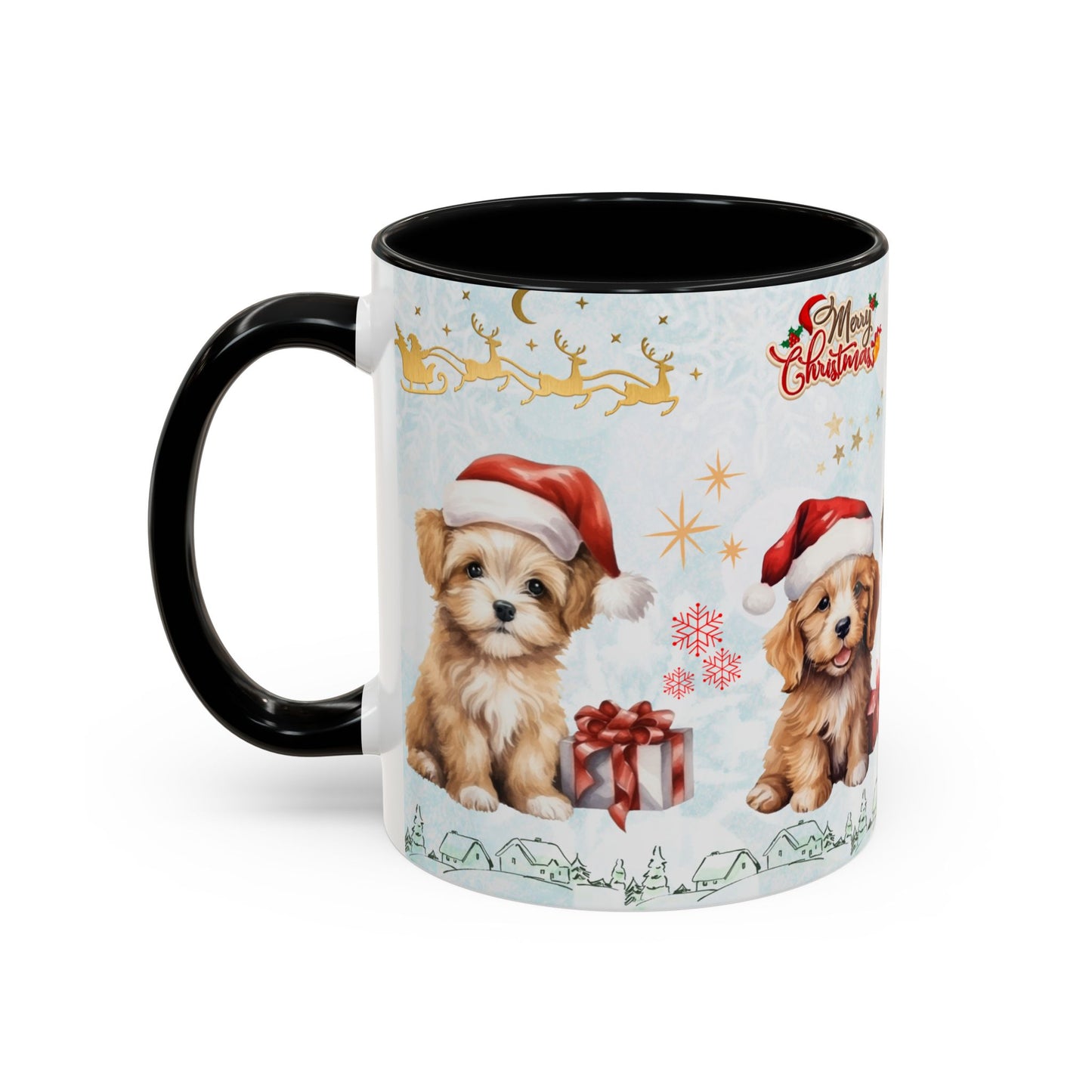 Merry Christmas, Puppies - Accent Coffee Mug (11, 15oz)