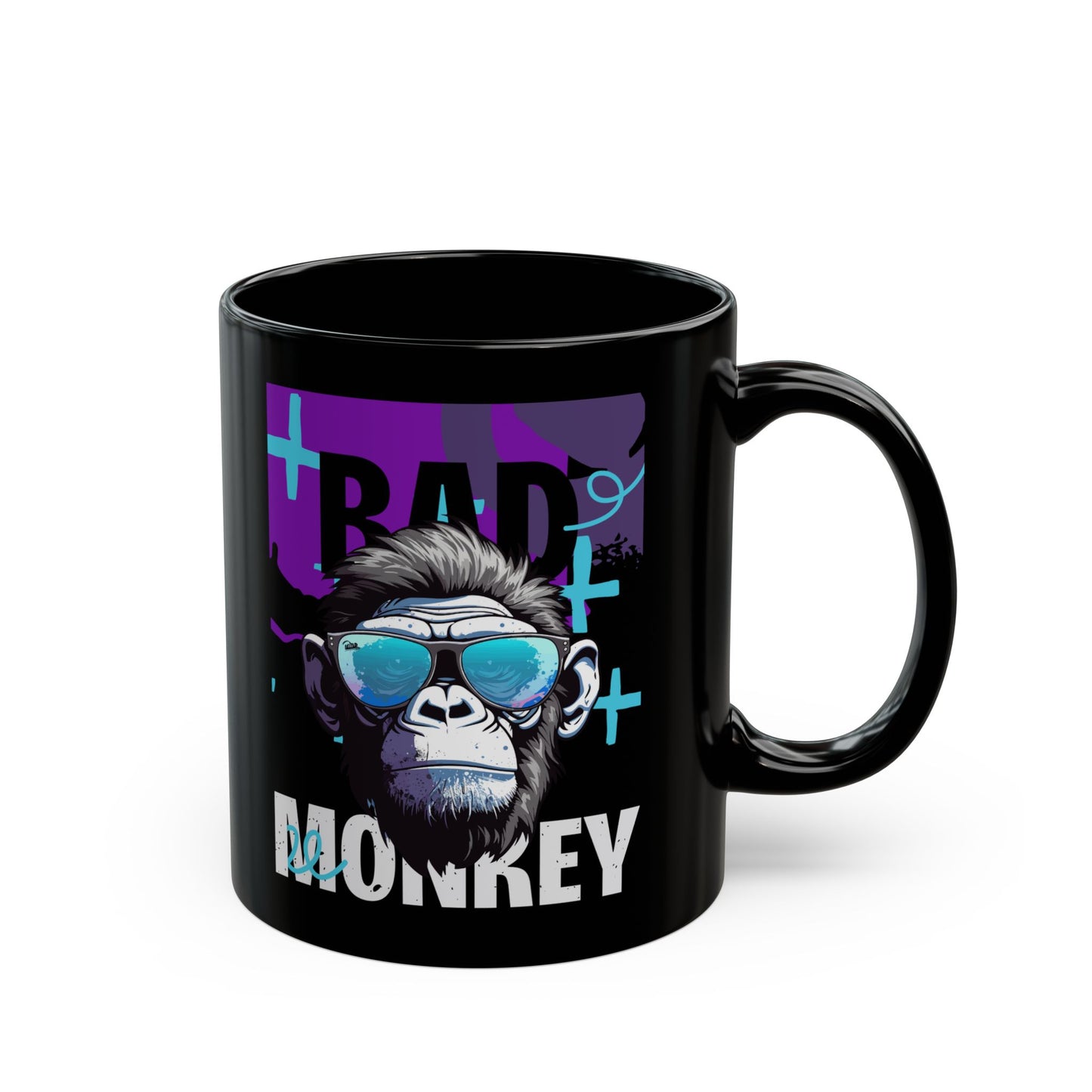 Bad Monkey Black Mug: Fun Coffee Cup for Gift, Black Ceramic Mug, Unique Mug for Animal Lovers, Cool Office Mug - 14081
