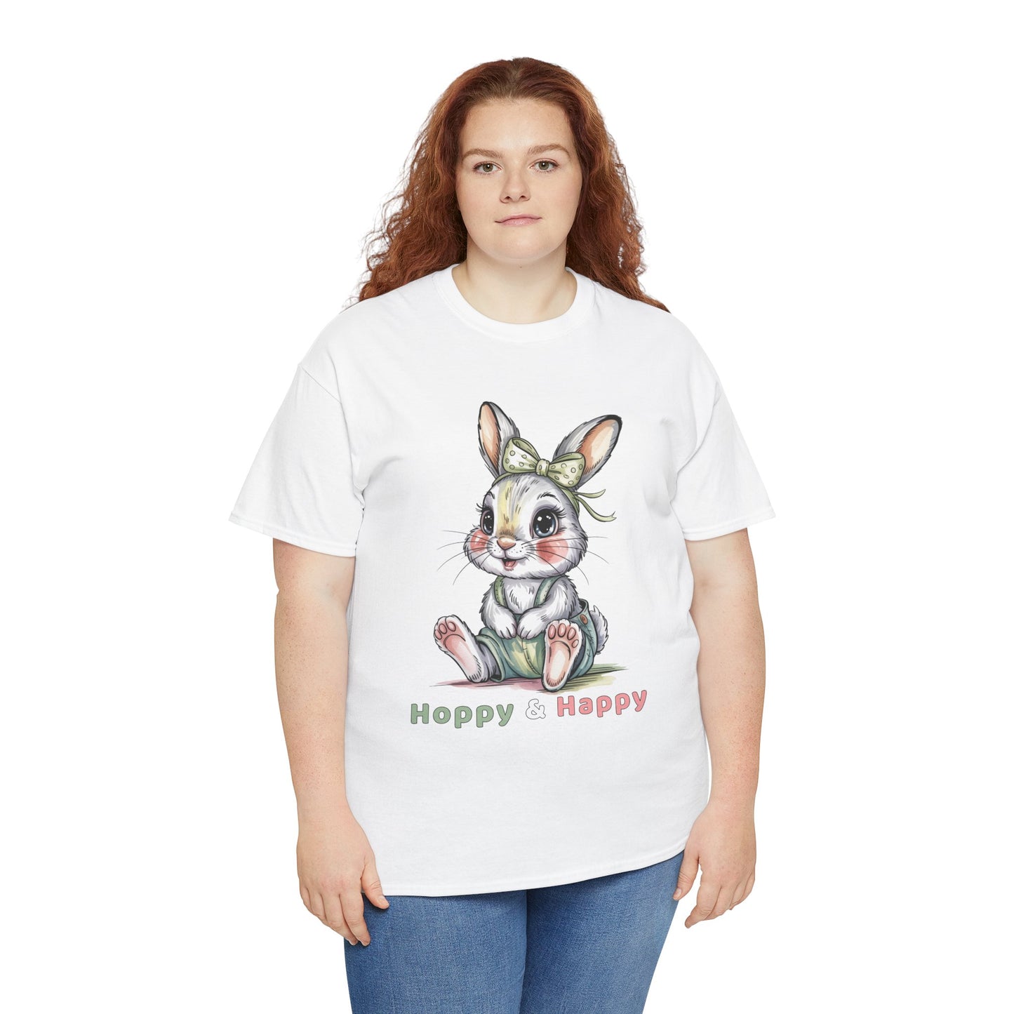 Cute Bunny T-Shirt – “Hoppy & Happy” Easter Rabbit Tee Gift for Kids & Adults - 14848