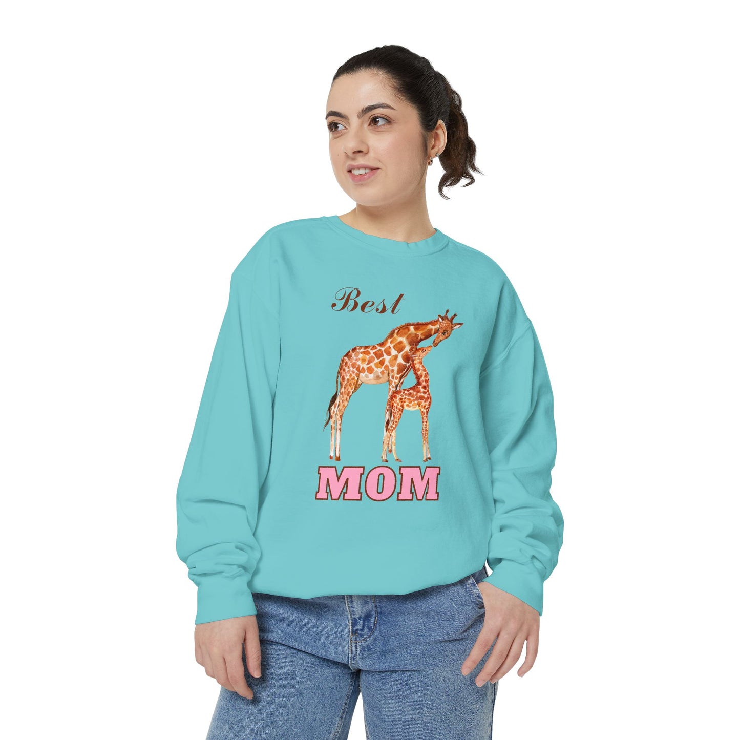 Best Mom Giraffe Design Unisex Garment-Dyed Sweatshirt - 11892