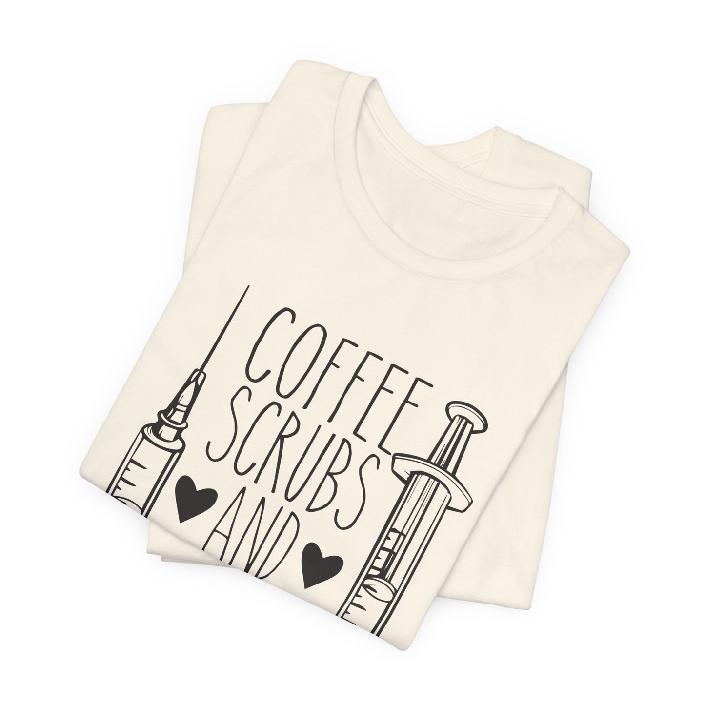 Nurse: Coffee Scrubs & Rubber Gloves - Unisex Jersey Short Sleeve Tee