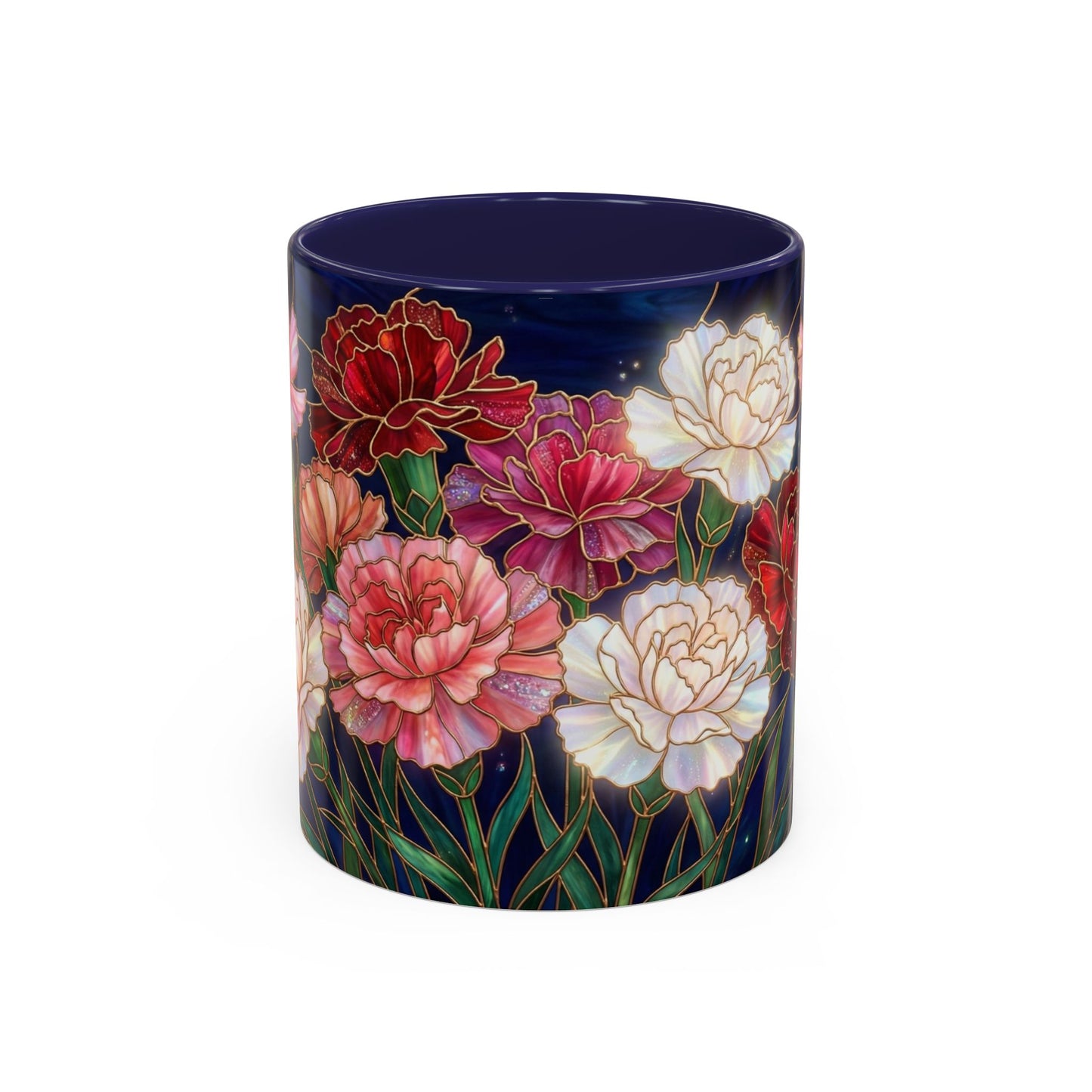 Carnation Floral  Accent Coffee Mug — Stained Glass Design (11/15oz) - 14559