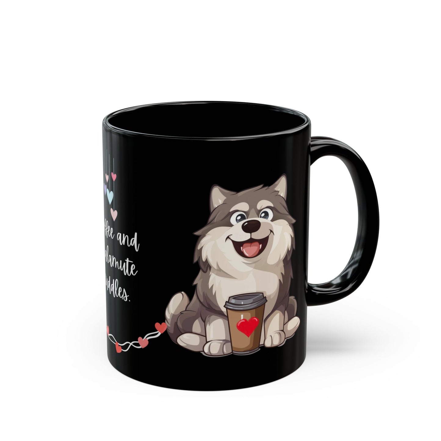 Coffee and Malamute Cuddles - Black Mug (11oz, 15oz) - 10650