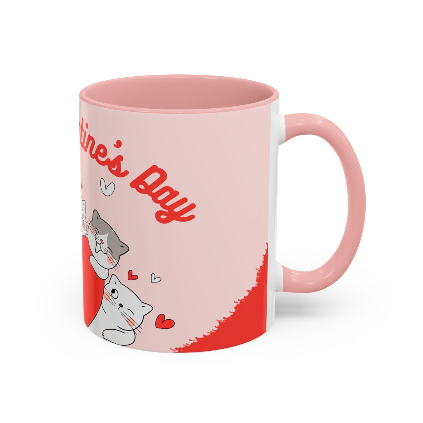 Cats, Happy Valentine's - Accent Coffee Mug (11, 15oz) - 11124