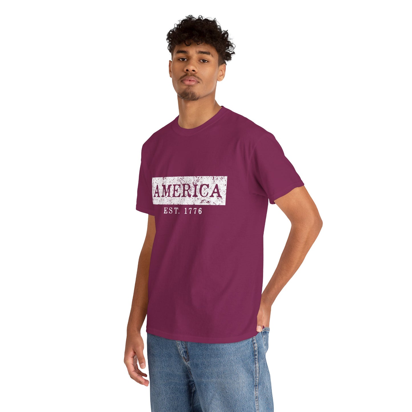 Patriotic Unisex Tee - America EST 1776, Vintage Style Shirt, Independence Day Gift, Casual Wear, Gifts for Him/Her - 13736