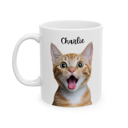 Cute Cat Ceramic Mug, Funny Pet Lover Gift, Cat Mom Coffee Cup, Animal Lover Mug, Personalized Drinkware - 14193