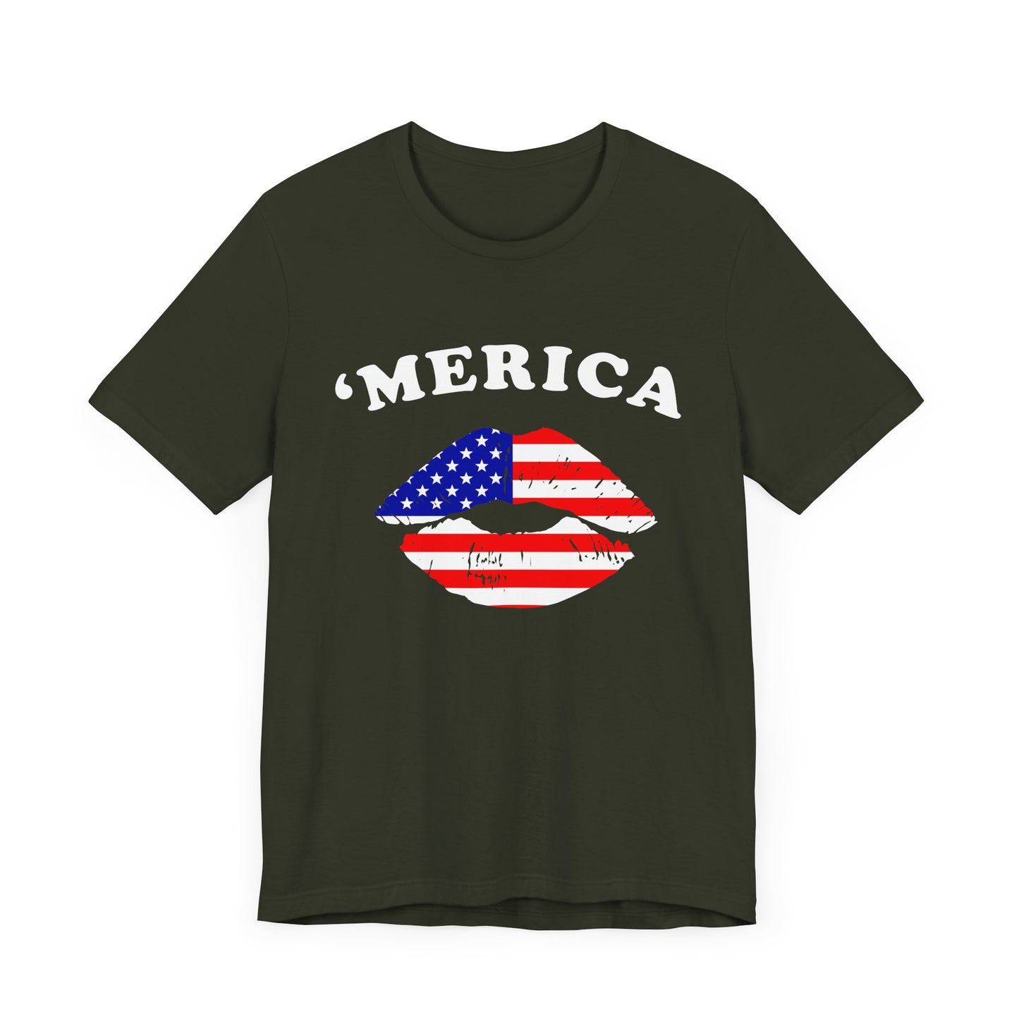 'Merica Unisex Jersey Tee, Patriotic Short Sleeve Shirt, USA Flag Design, Independence Day Apparel, Festival Wear, Summer Casual - 13519