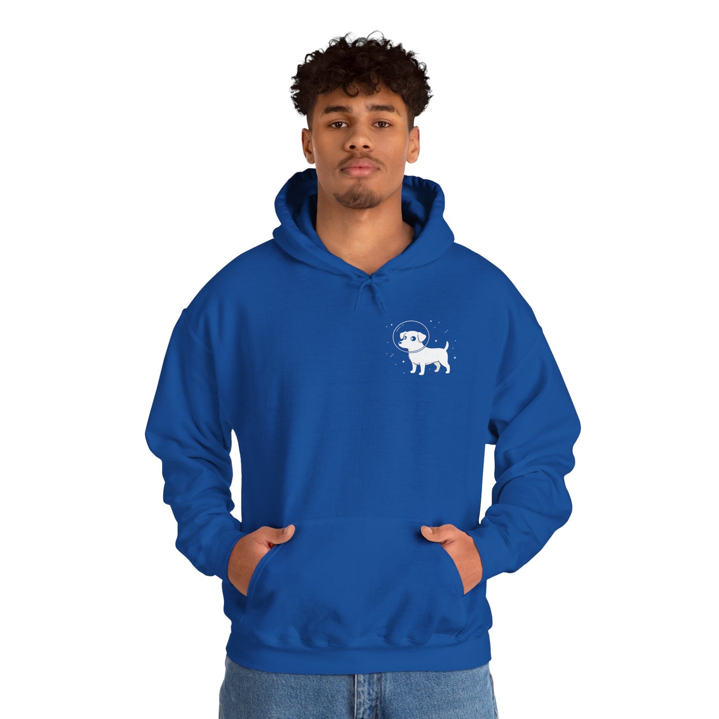 Dog in Space Hoodie – Space Puppy Graphic Hooded Sweatshirt, Unisex Heavy Blend™ - 14679