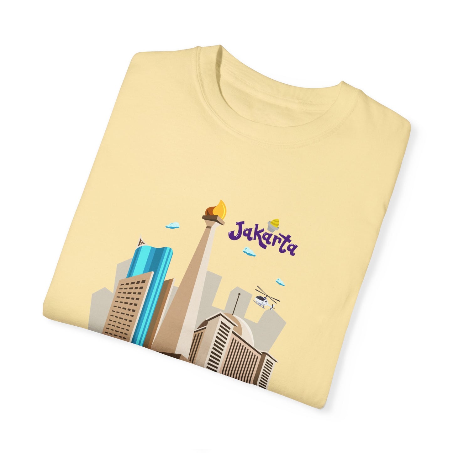 Jakarta Cityscape Unisex Garment-Dyed T-Shirt - Casual Travel Tee - 12129