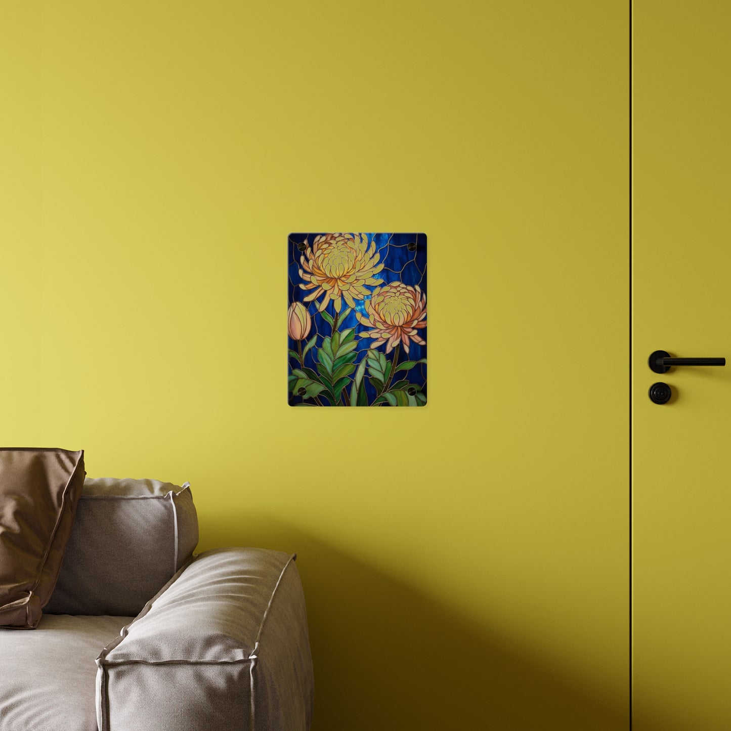 Chrysanthemum Acrylic Wall Art Panel — Floral Botanical Home Décor - 14609
