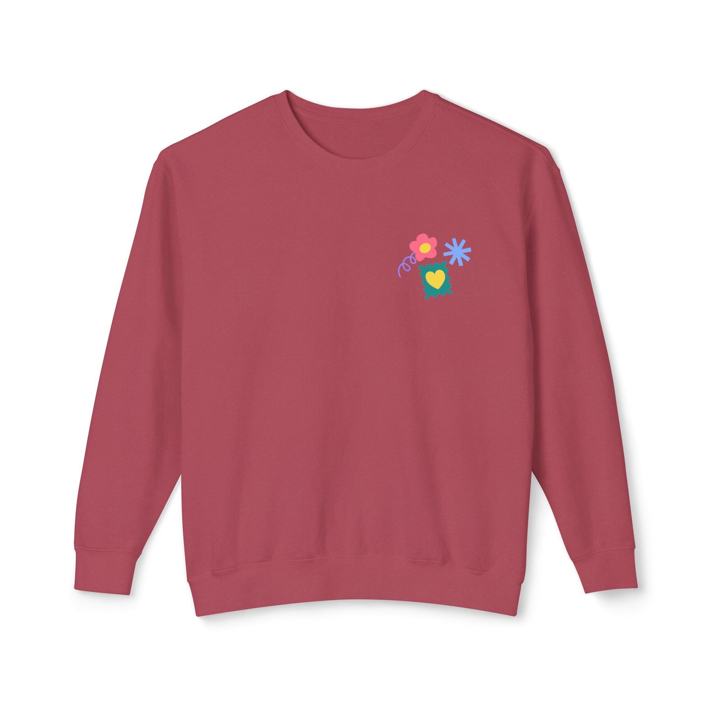 Flowers, Heart, Rainbow, Happy Face - Unisex Lightweight Crewneck Sweatshirt - 11485