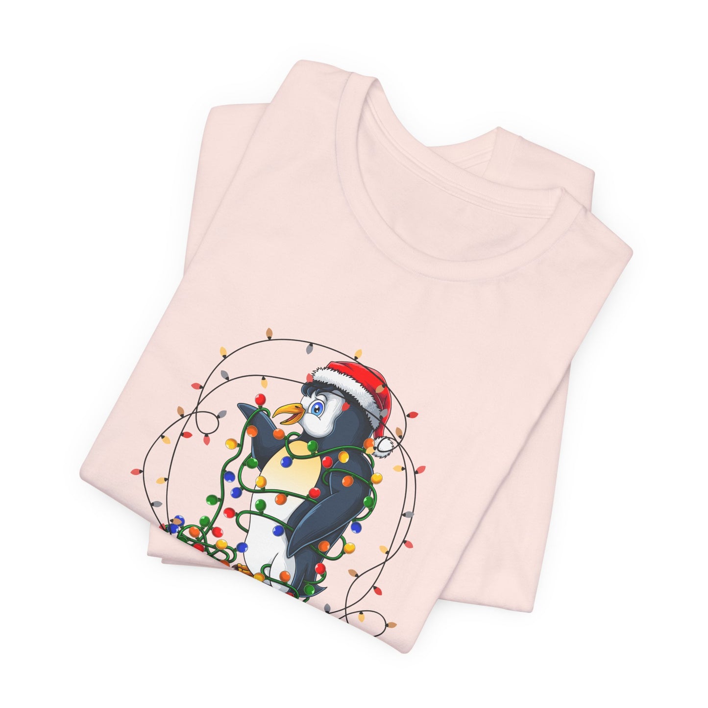 Penguin with Christmas Light - Unisex Jersey Short Sleeve Tee - 10407