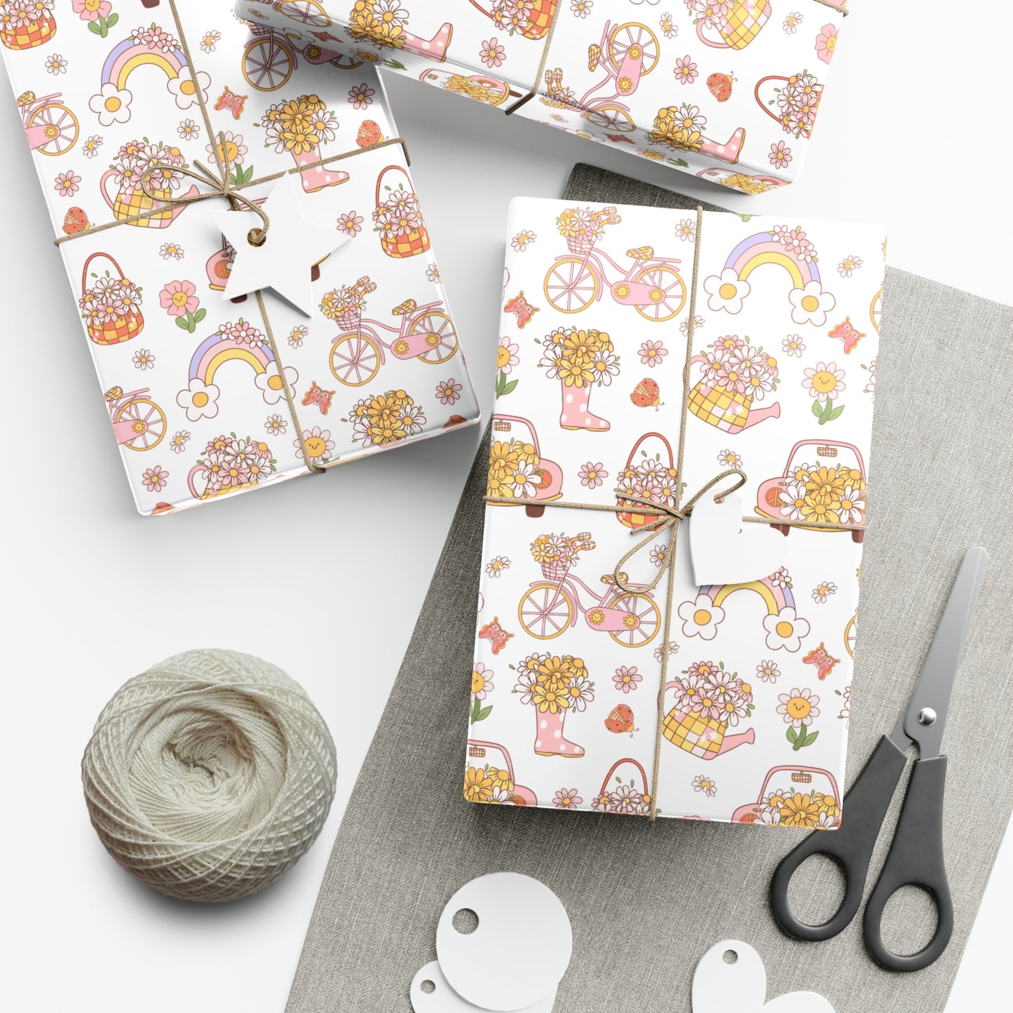 Summer, Rainbow, Flowers & Bicycle - Gift Wrap Papers - 10354