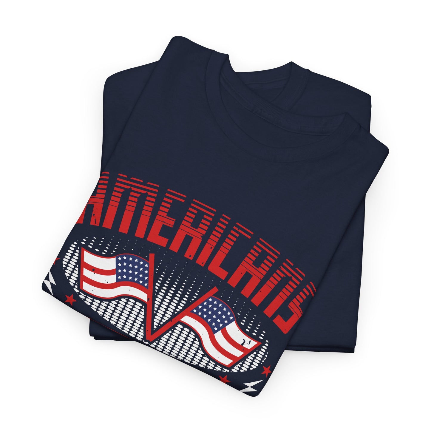 Bold American Pride Tee - 'Americans Never Quit' Graphic Shirt, Patriotic Apparel, Unisex Cotton Tee, Gift for Veterans, Independence - 13814