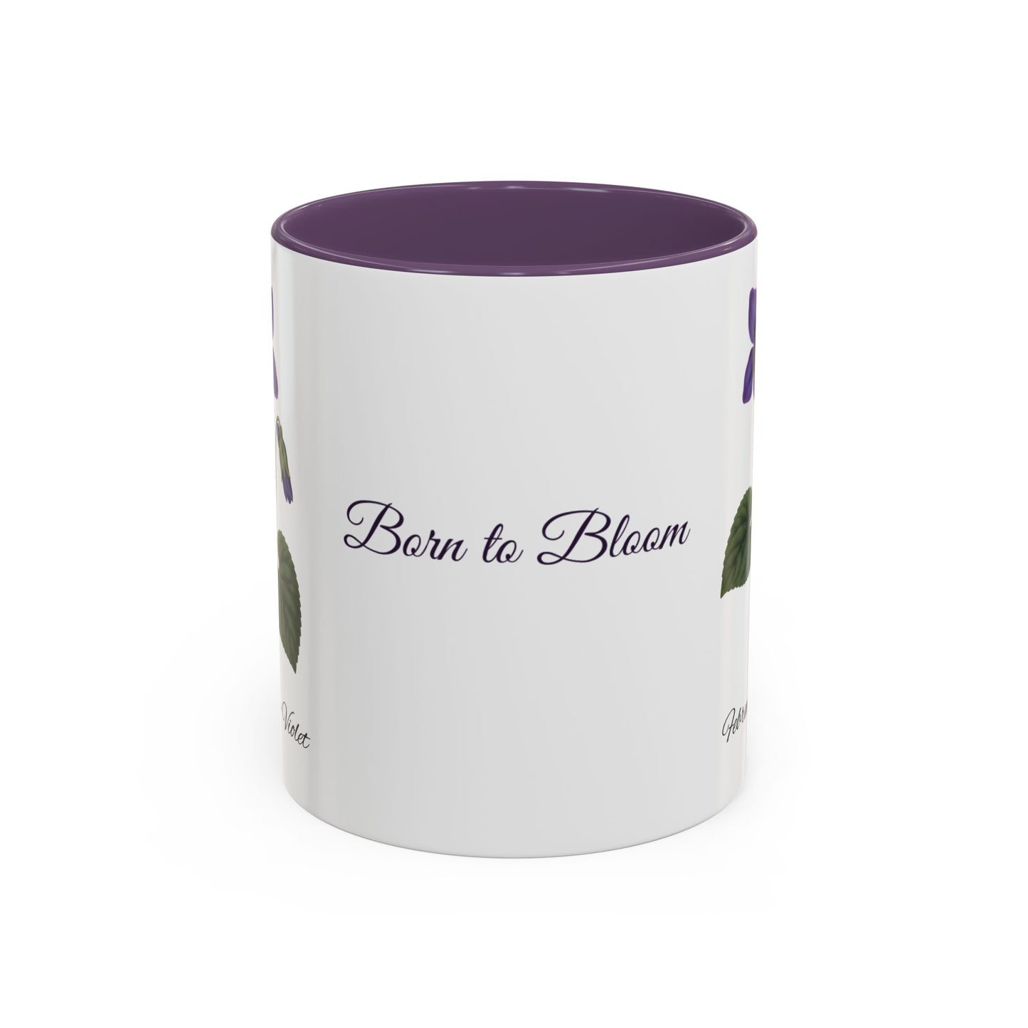 February Birth Flower Violet Mug – Personalized Name Coffee Cup - 14695