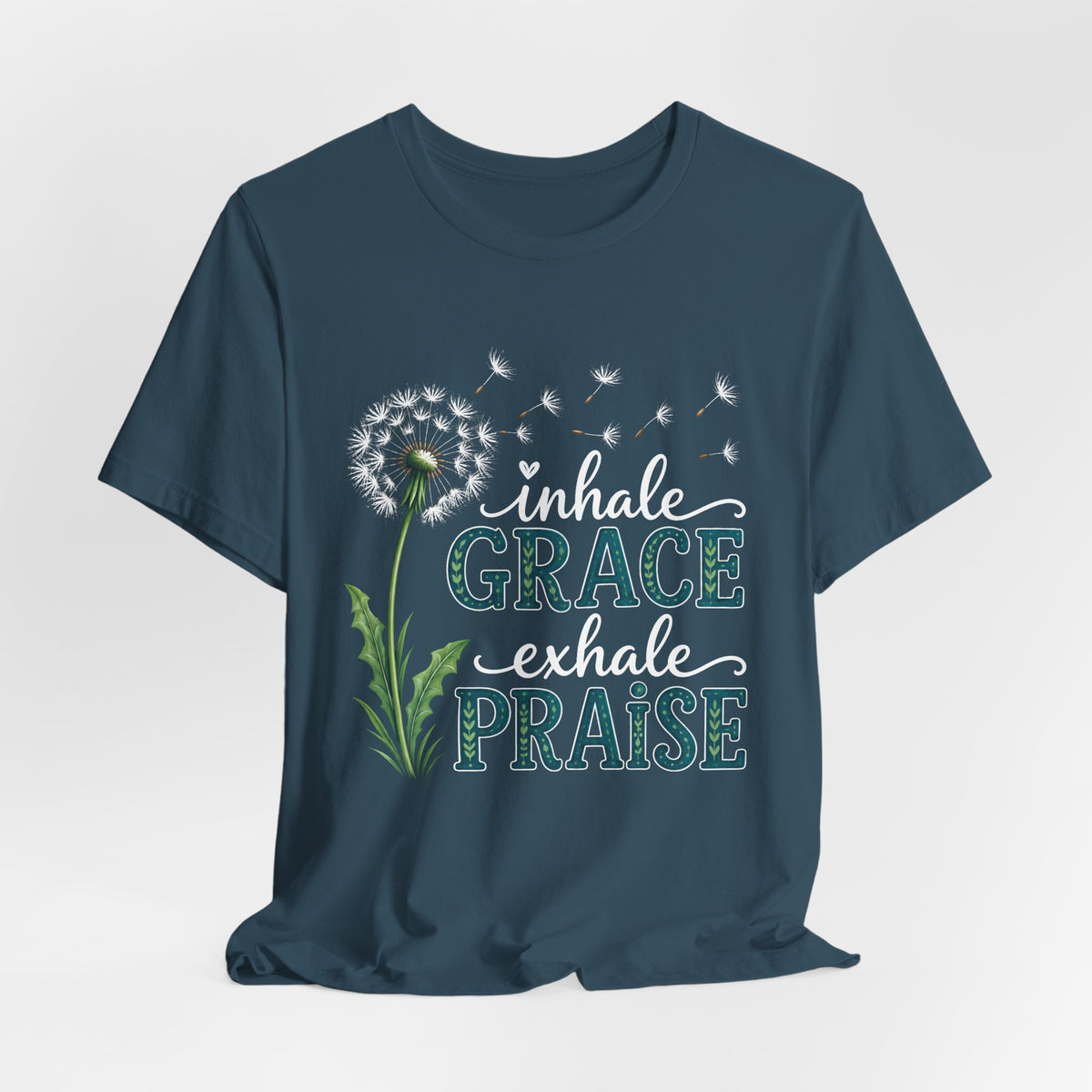 Inhale Grace Exhale Praise T-Shirt, Christian Faith Floral Tee - 14990