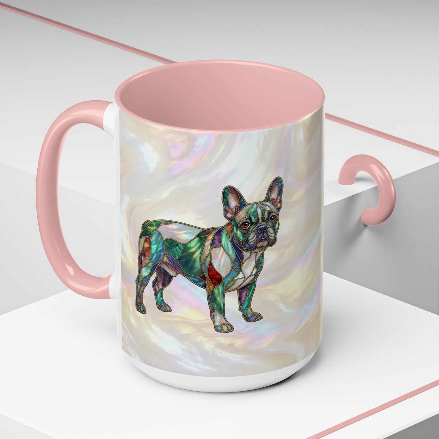 French Bulldog Accent Coffee Mug -Stained Glass Style (11/15oz) - 14632
