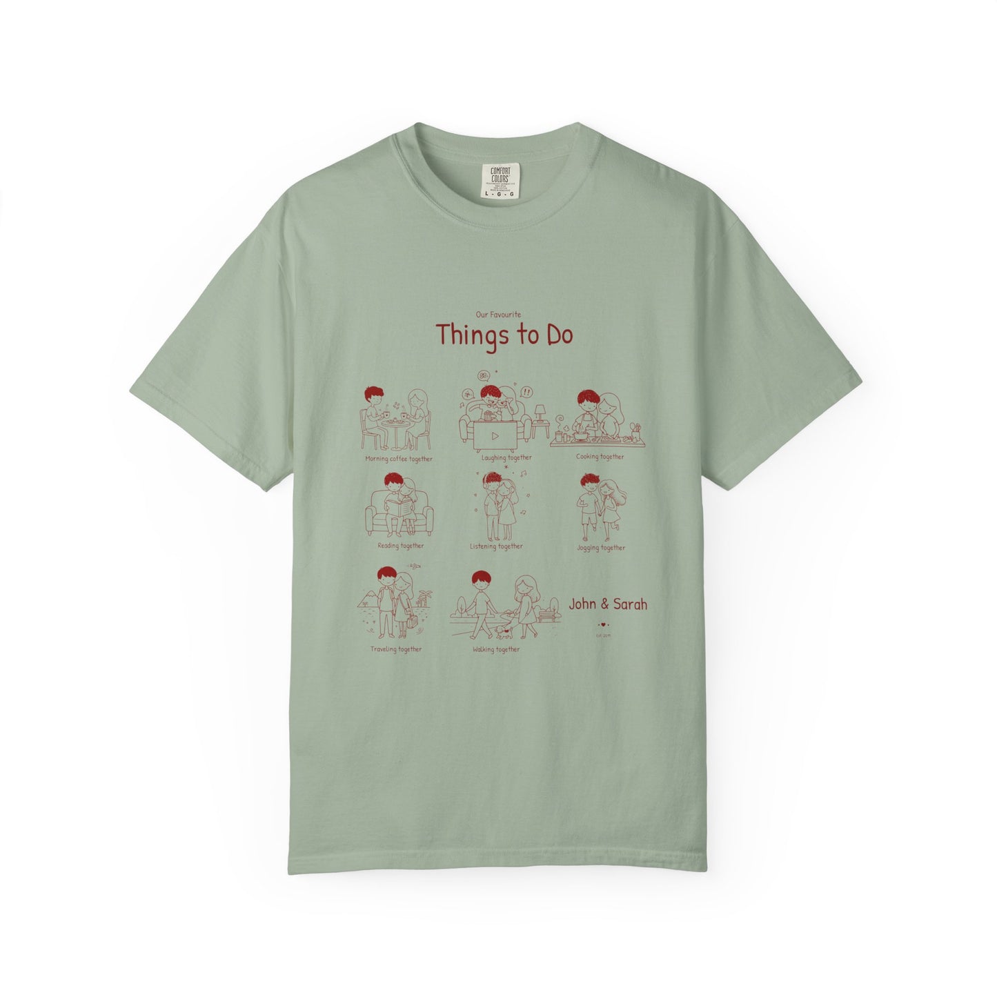 Our Favourite Things to Do Together – Personalised Valentine’s Illustration T-Shirt Gift - 14724
