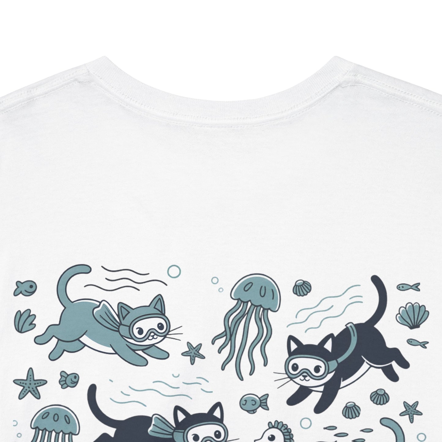 Sea Cats T-Shirt — Cute Underwater Cat Graphic Tee, Ocean Cat Lover Gift - 14869