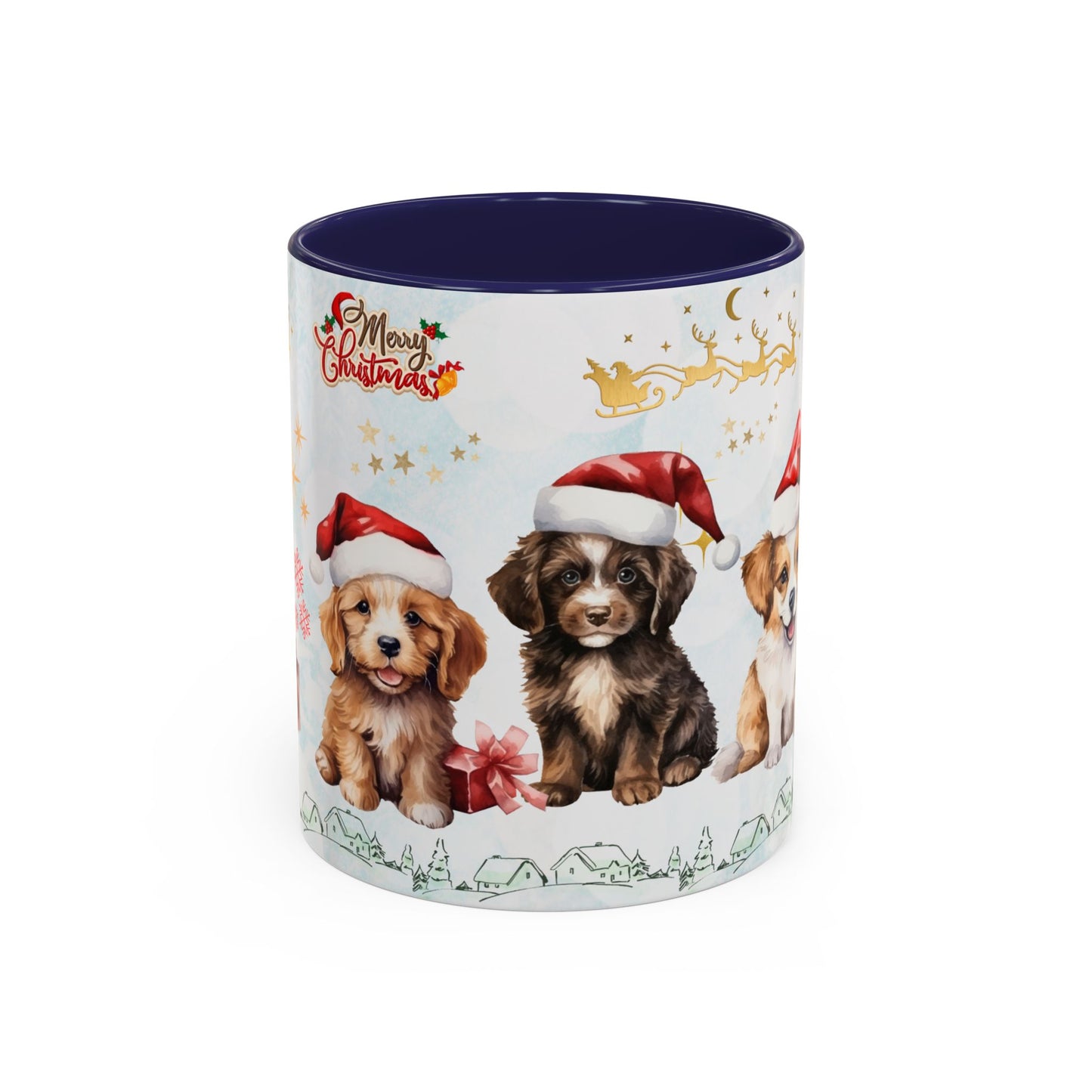 Merry Christmas, Puppies - Accent Coffee Mug (11, 15oz)