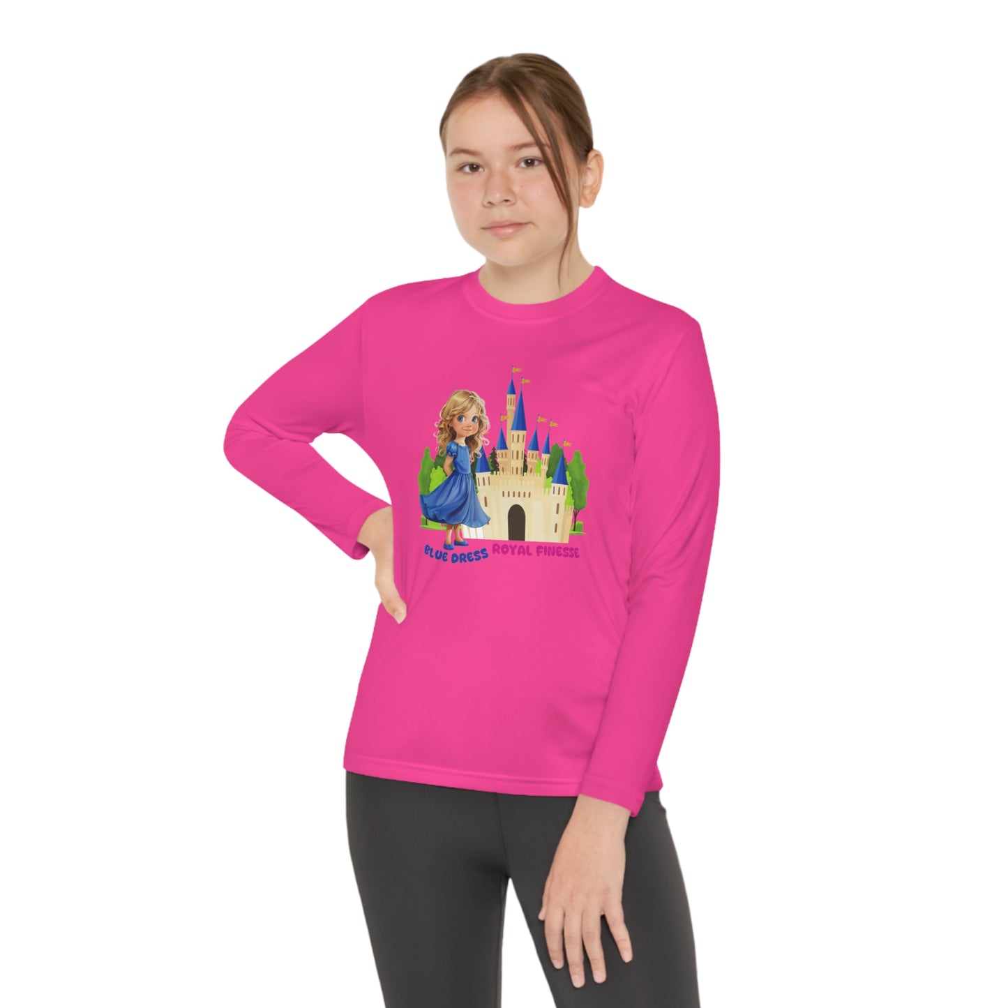 Blue Dress Princess, Royal Finesse - Youth Long Sleeve Competitor Tee