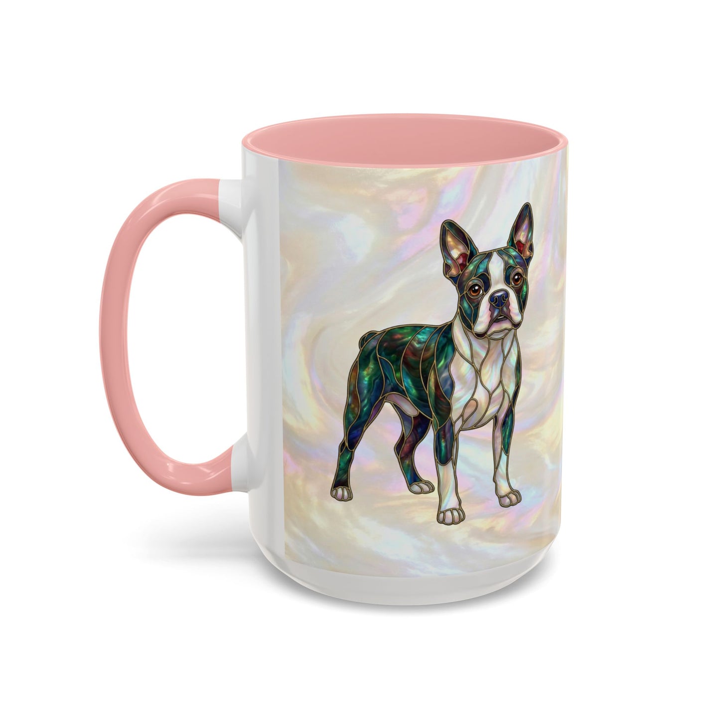 Boston Terrier Accent Coffee Mug — Stained Glass Design (11/15 oz) - 14620