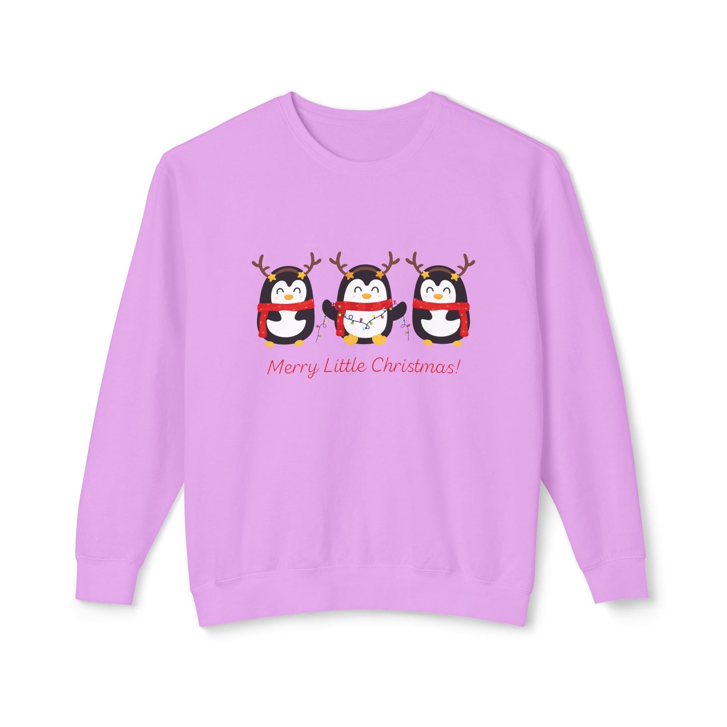 Penguins, Merry Little Christmas - Unisex Lightweight Crewneck Sweatshirt - 10531