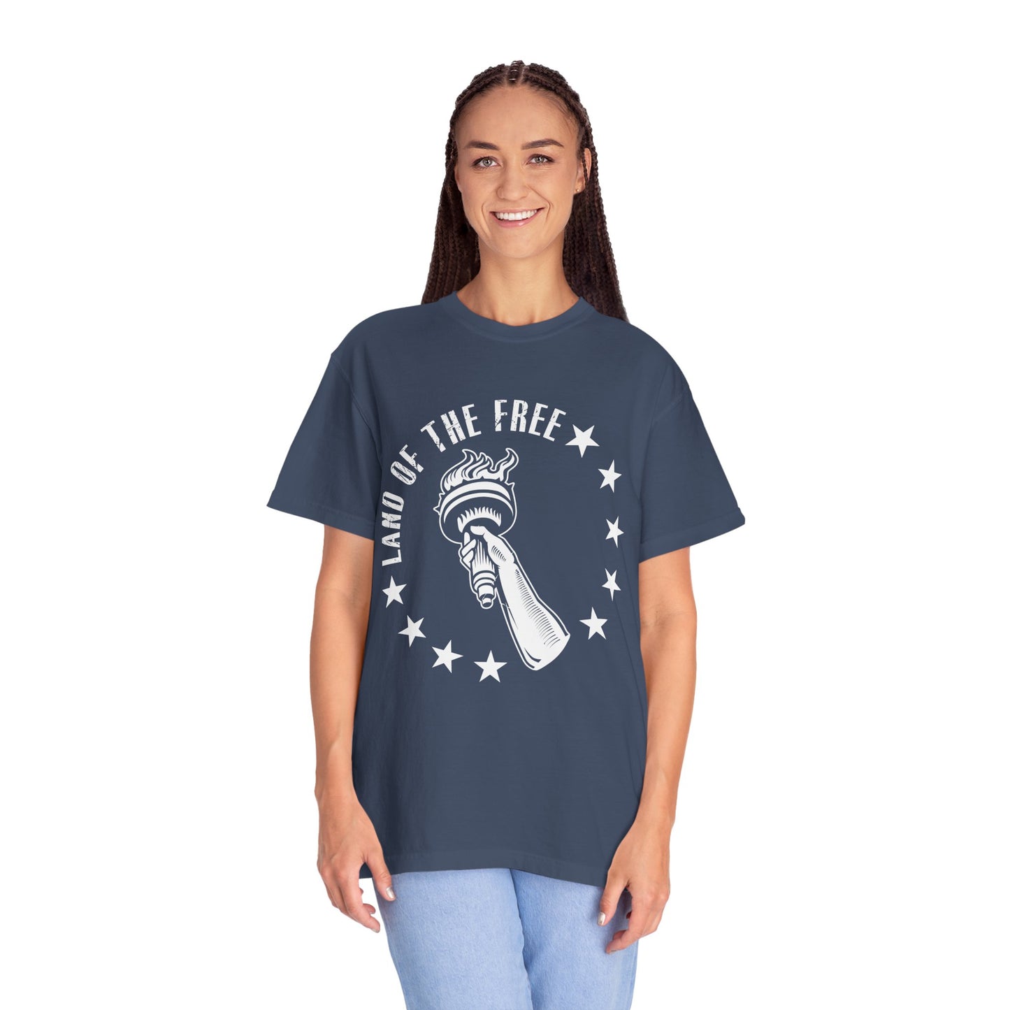 Land Of the Free Graphic T-Shirt, Casual Wear for Independence Day, Gift for Freedom Lovers, Unisex Tee for Everyday Style, Comfort and Style - 13640