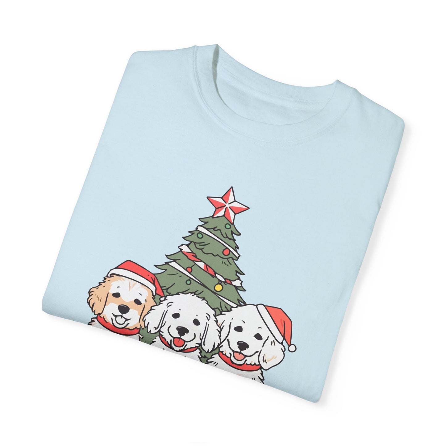 Puppies, Merry Christmas - Unisex Garment-Dyed T-shirt - 10280