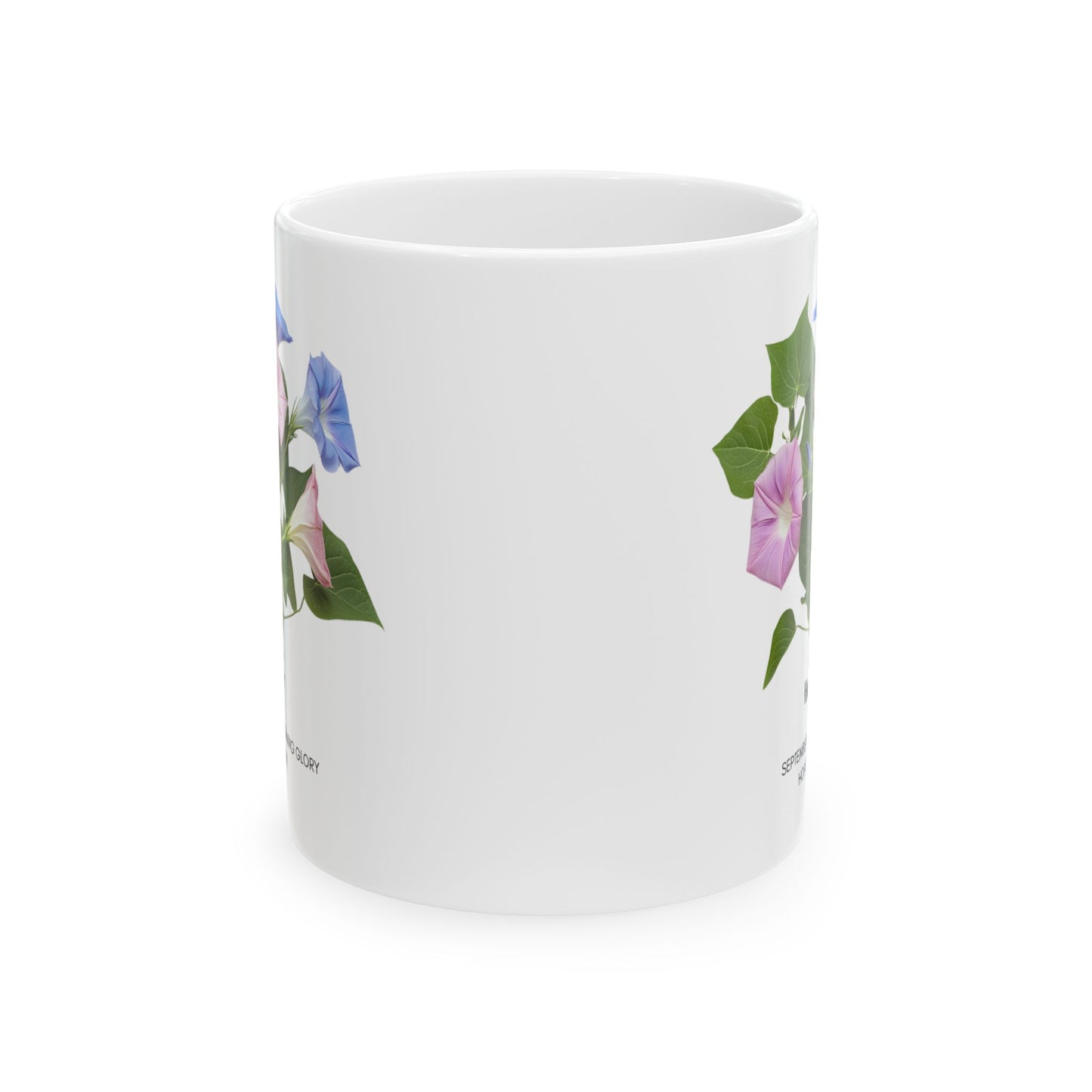 Happy Birthday: September Born, Morning Glory Flower, Customizable - Ceramic Mug, (11oz, 15oz)